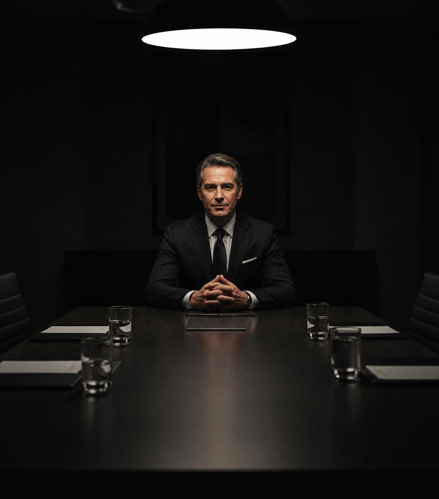 Composed executive in a boardroom